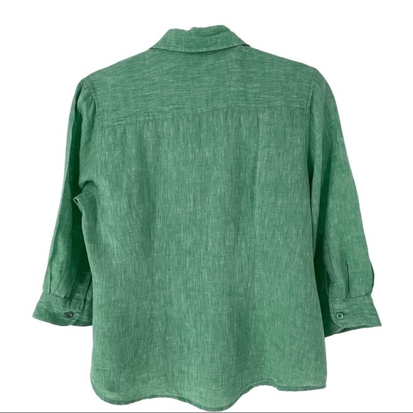 Coldwater Creek 100% Linen Button Up Green Blouse - Sz PM (10-12) - Picture 2 of 13